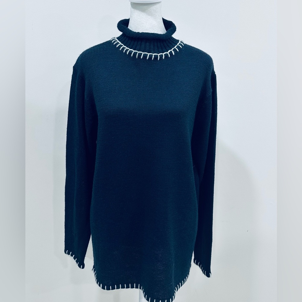Orvis vintage women's knitted‎ dark blue sweater Long Sleeve Size L